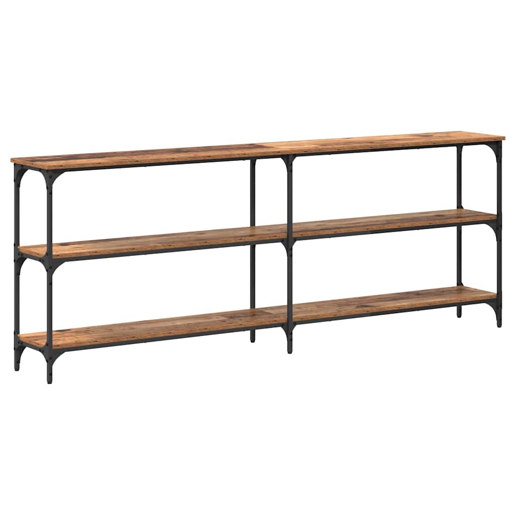 Wandtafel Oud Hout 200 x 29 x 75 cm Geperst Hout en Metaal