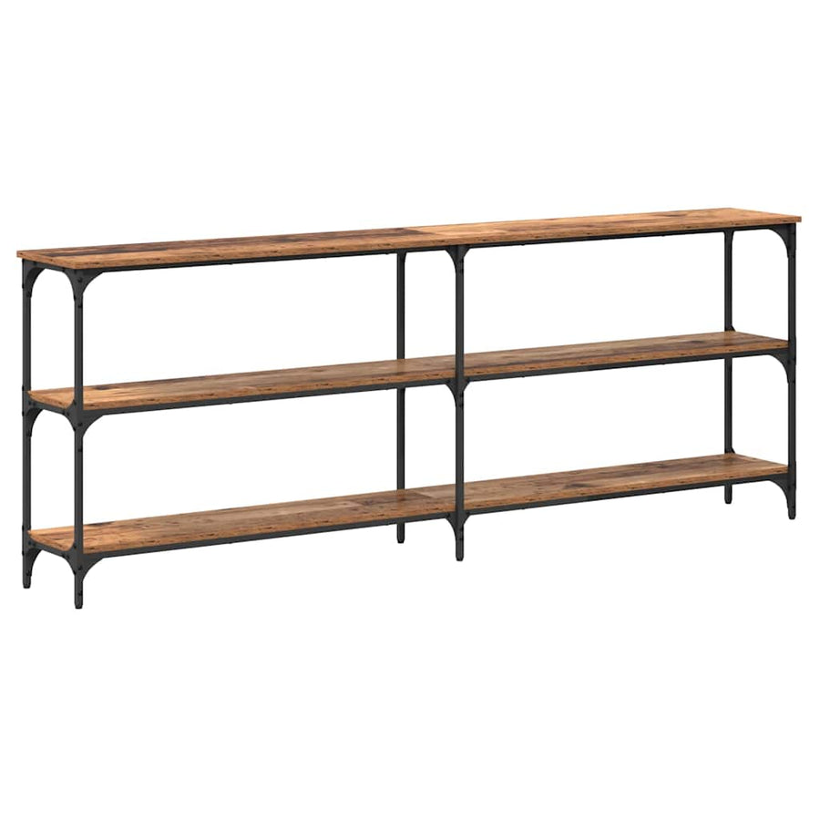 Wandtafel Oud Hout 200 x 29 x 75 cm Geperst Hout en Metaal