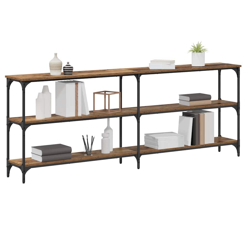 Wandtafel Oud Hout 200 x 29 x 75 cm Geperst Hout en Metaal