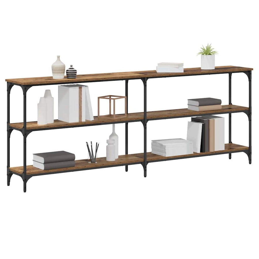 Wandtafel Oud Hout 200 x 29 x 75 cm Geperst Hout en Metaal
