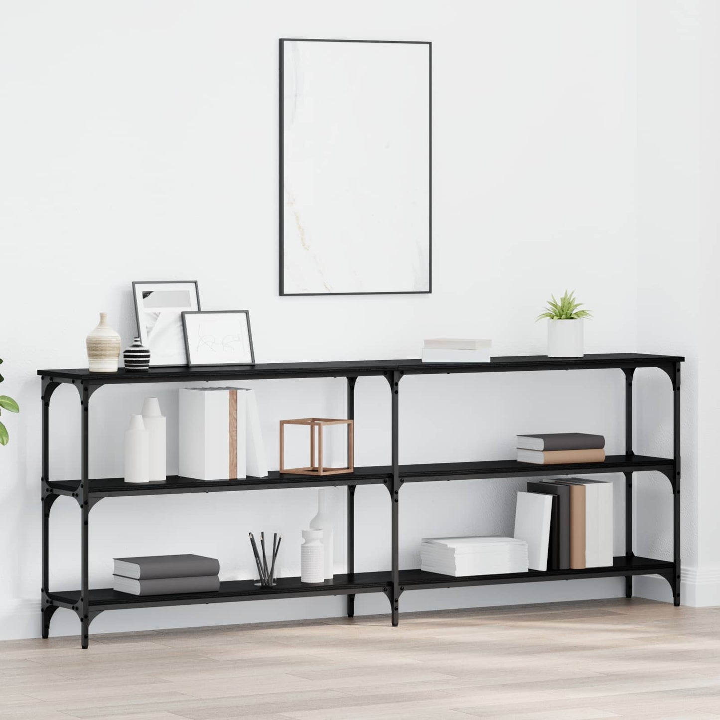 Wandtafel Zwart eiken 200 x 29 x 75 cm Geperst Hout en Metaal