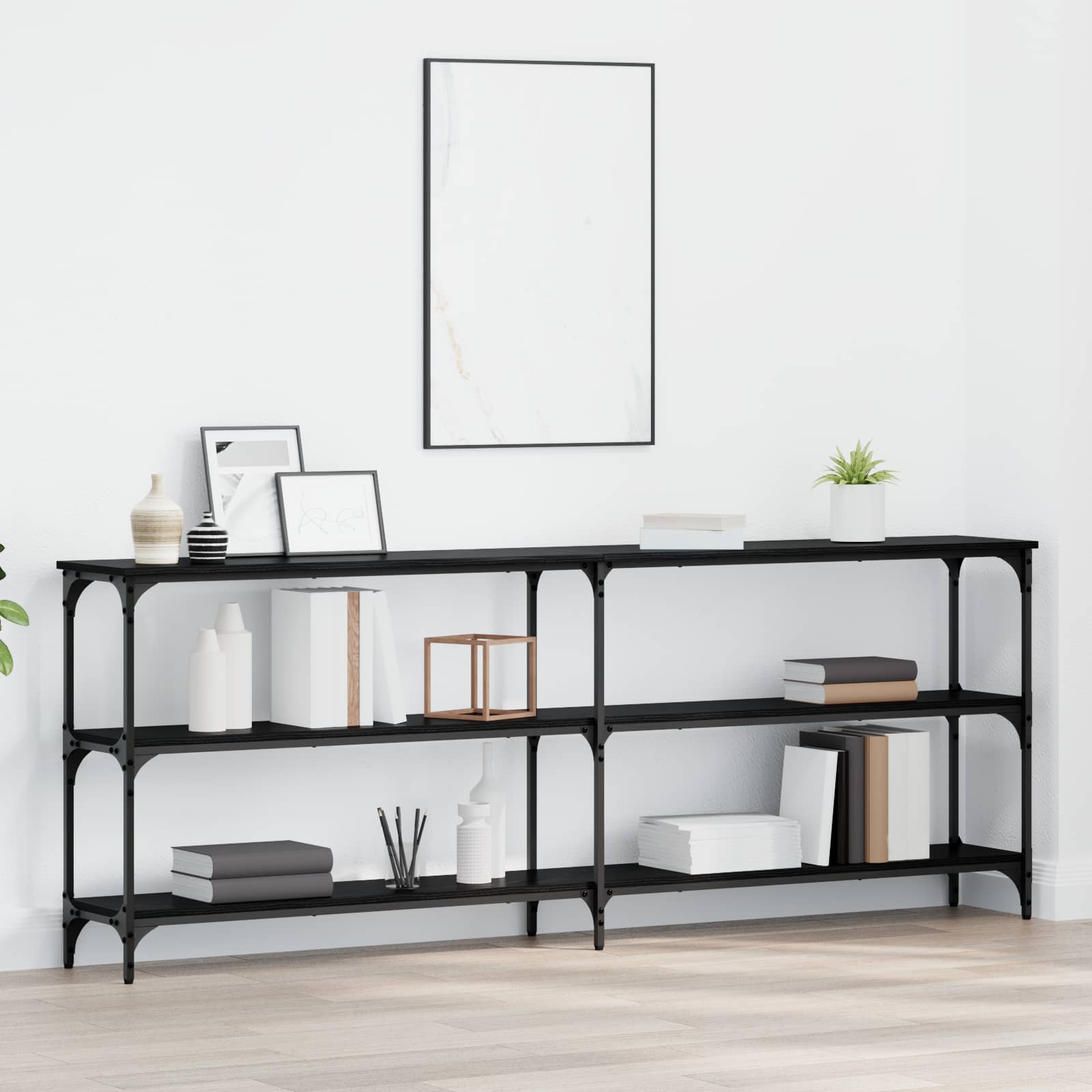 Wandtafel Zwart eiken 200 x 29 x 75 cm Geperst Hout en Metaal
