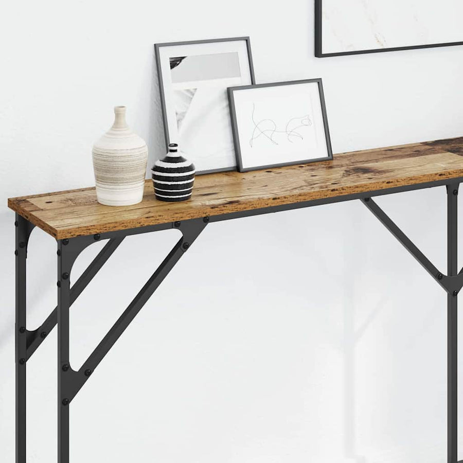 Wandtafel Oud Hout 180 x 23 x 75 cm Gelaagd hout en metaal
