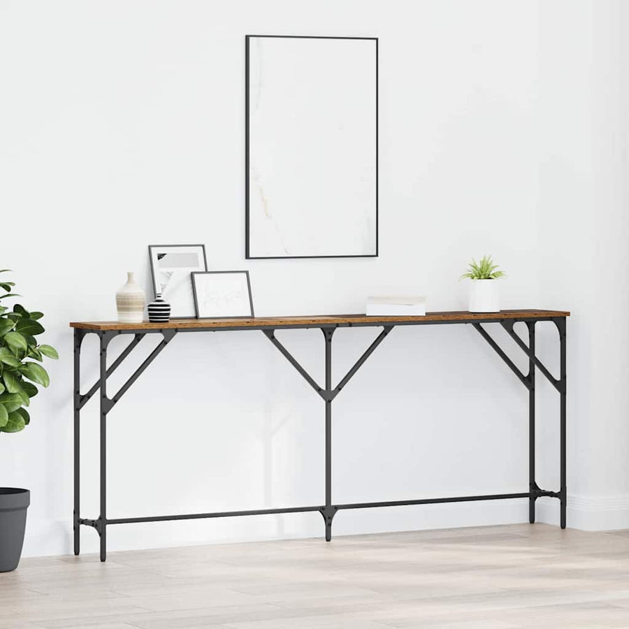 Wandtafel Oud Hout 180 x 23 x 75 cm Gelaagd hout en metaal