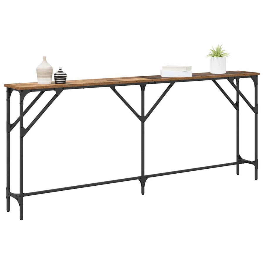Wandtafel Oud Hout 180 x 23 x 75 cm Gelaagd hout en metaal
