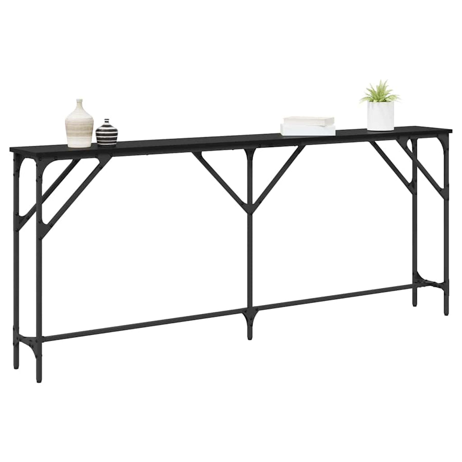 Wandtafel Zwart eiken 180 x 23 x 75 cm Gelaagd hout en metaal