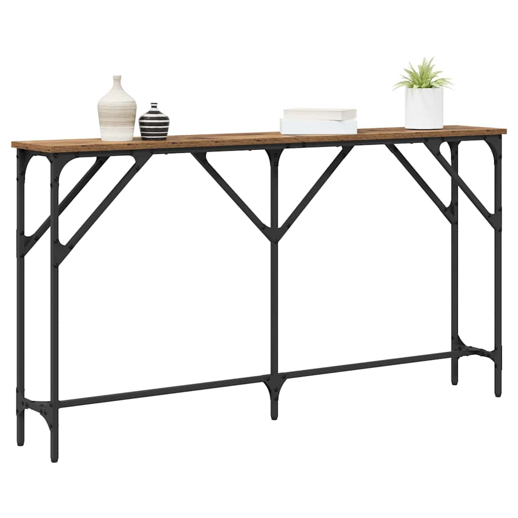 Wandtafel Oud Hout 140 x 23 x 75 cm Gelaagd hout en metaal