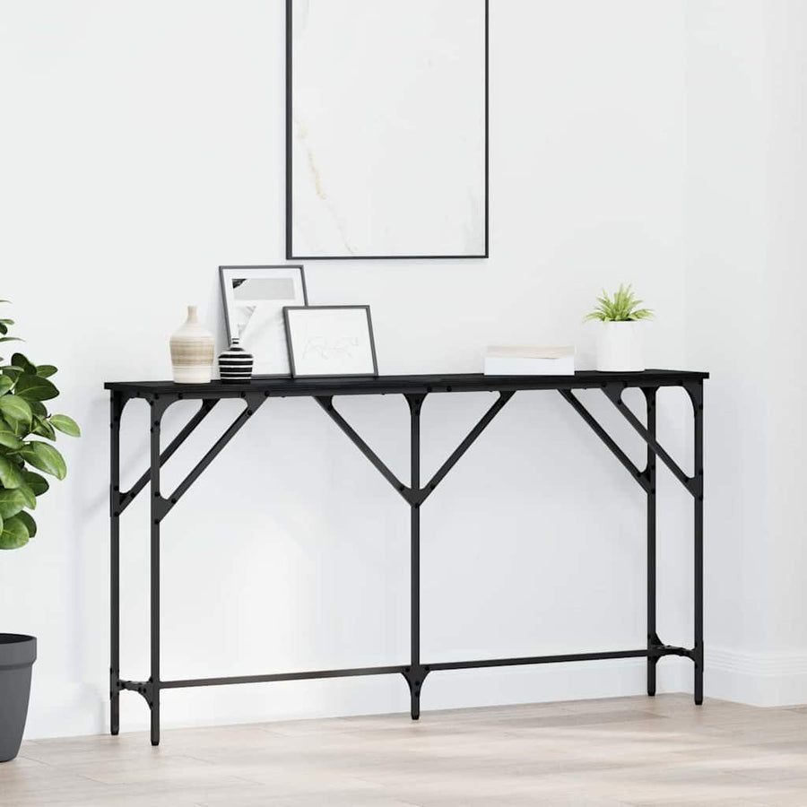 Wandtafel Zwart eiken 140 x 23 x 75 cm Gelaagd hout en metaal