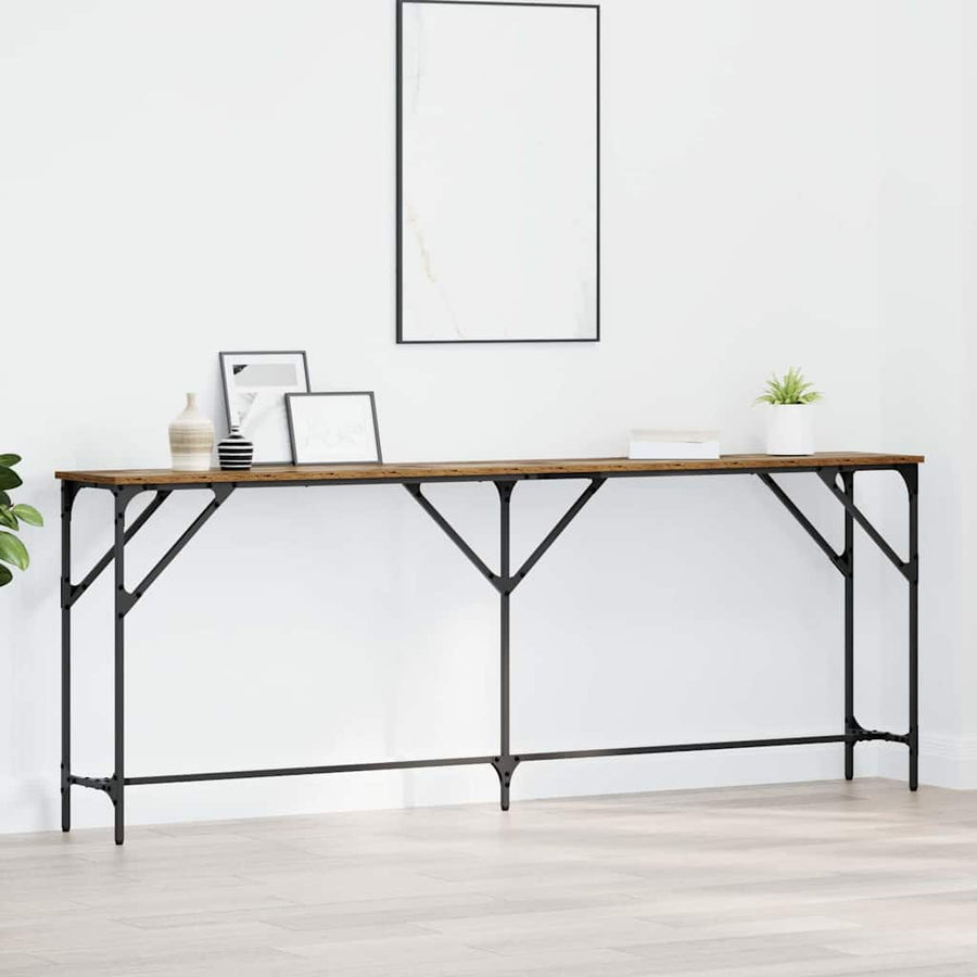 Wandtafel Oud Hout 200 x 29 x 75 cm Gelaagd hout en metaal
