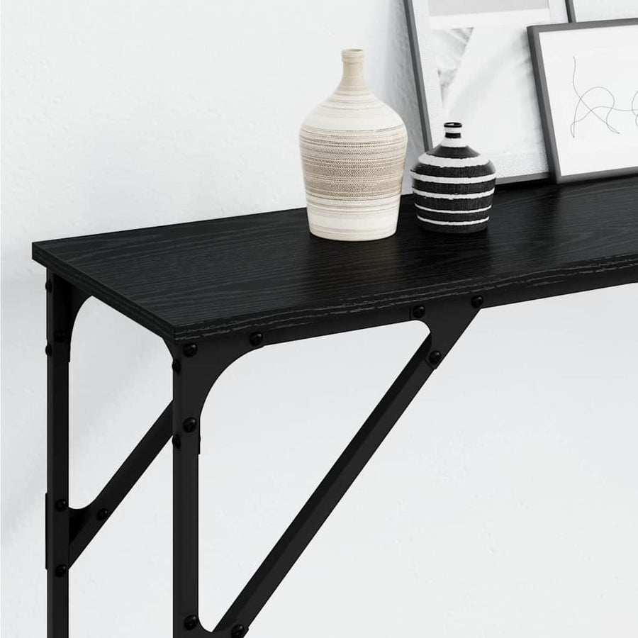 Wandtafel Zwart eiken 200 x 29 x 75 cm Gelaagd hout en metaal