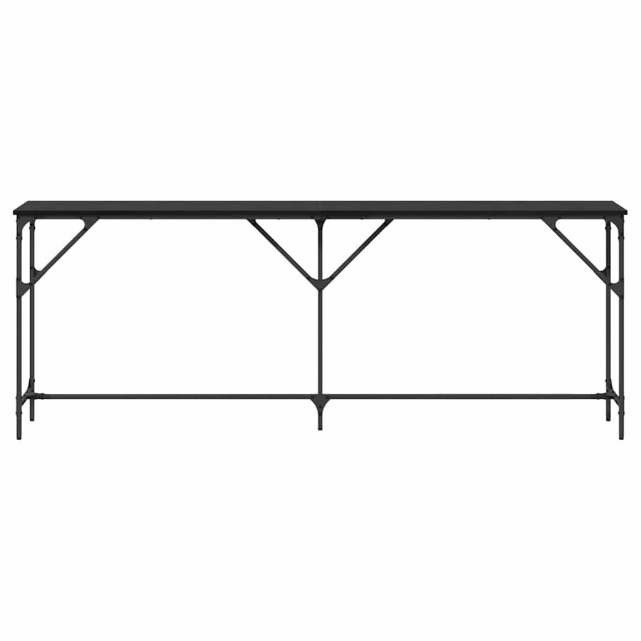 Wandtafel Zwart eiken 200 x 29 x 75 cm Gelaagd hout en metaal
