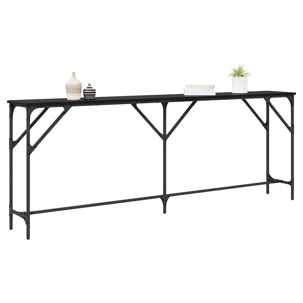 Wandtafel Zwart eiken 200 x 29 x 75 cm Gelaagd hout en metaal