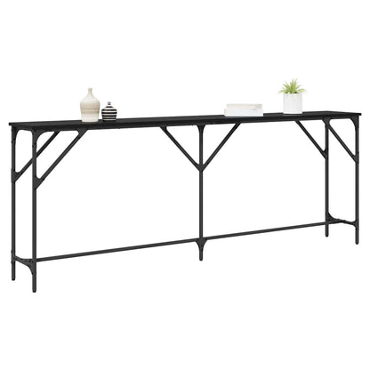 Wandtafel Zwart eiken 200 x 29 x 75 cm Gelaagd hout en metaal