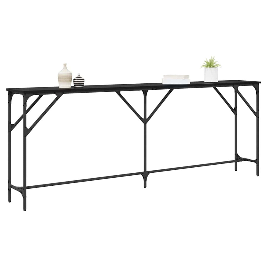 Wandtafel Zwart eiken 200 x 29 x 75 cm Gelaagd hout en metaal