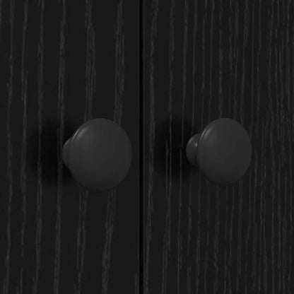 Wasmachinekast Zwart 0ak 68 x 48,5 x 194 cm Bewerkt hout