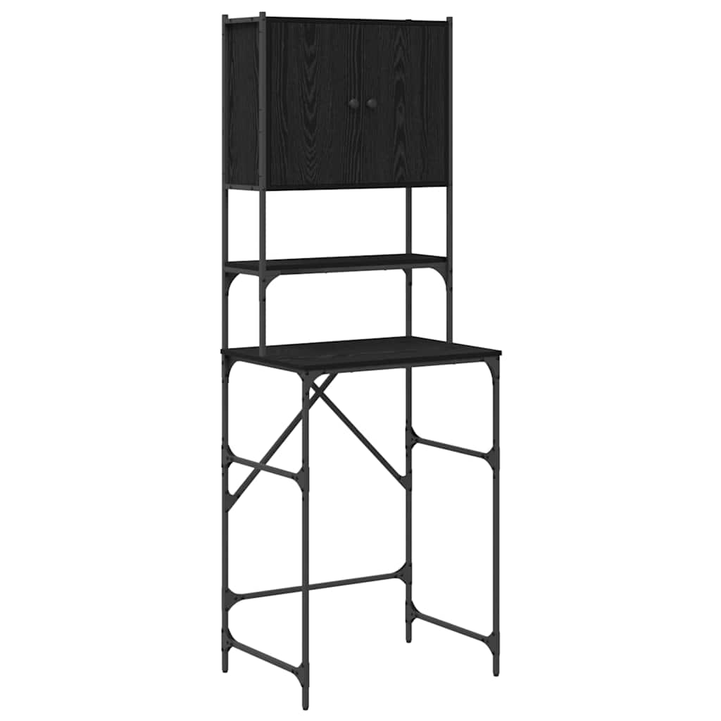 Wasmachinekast Zwart 0ak 68 x 48,5 x 194 cm Bewerkt hout