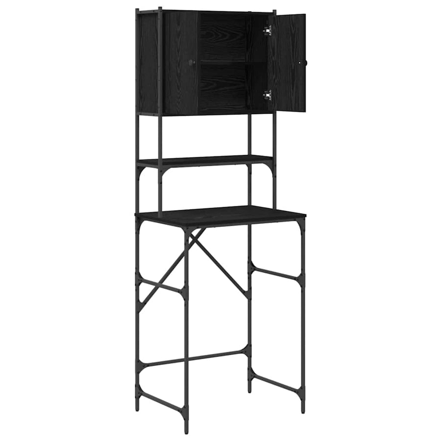 Wasmachinekast Zwart 0ak 68 x 48,5 x 194 cm Bewerkt hout