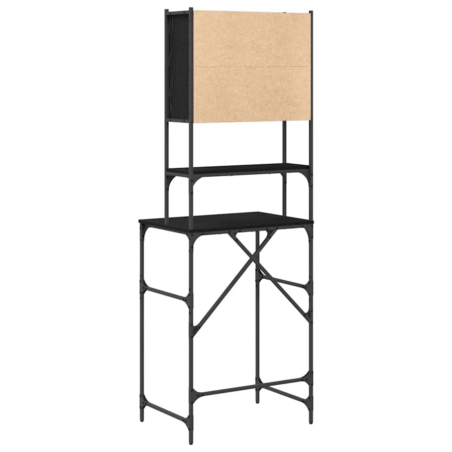 Wasmachinekast Zwart 0ak 68 x 48,5 x 194 cm Bewerkt hout
