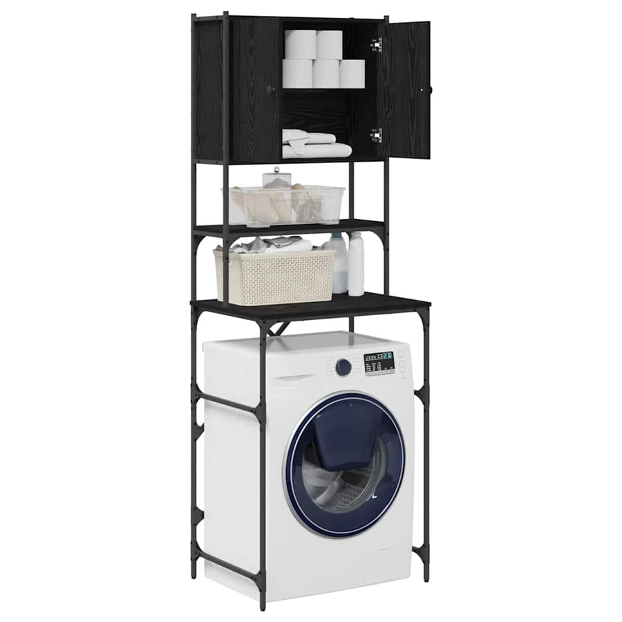 Wasmachinekast Zwart 0ak 68 x 48,5 x 194 cm Bewerkt hout