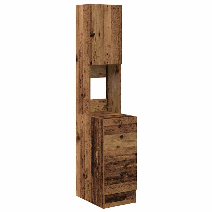 Keukenkast met lade met plank met opslag met de deur Oud hout Bewerkt hout