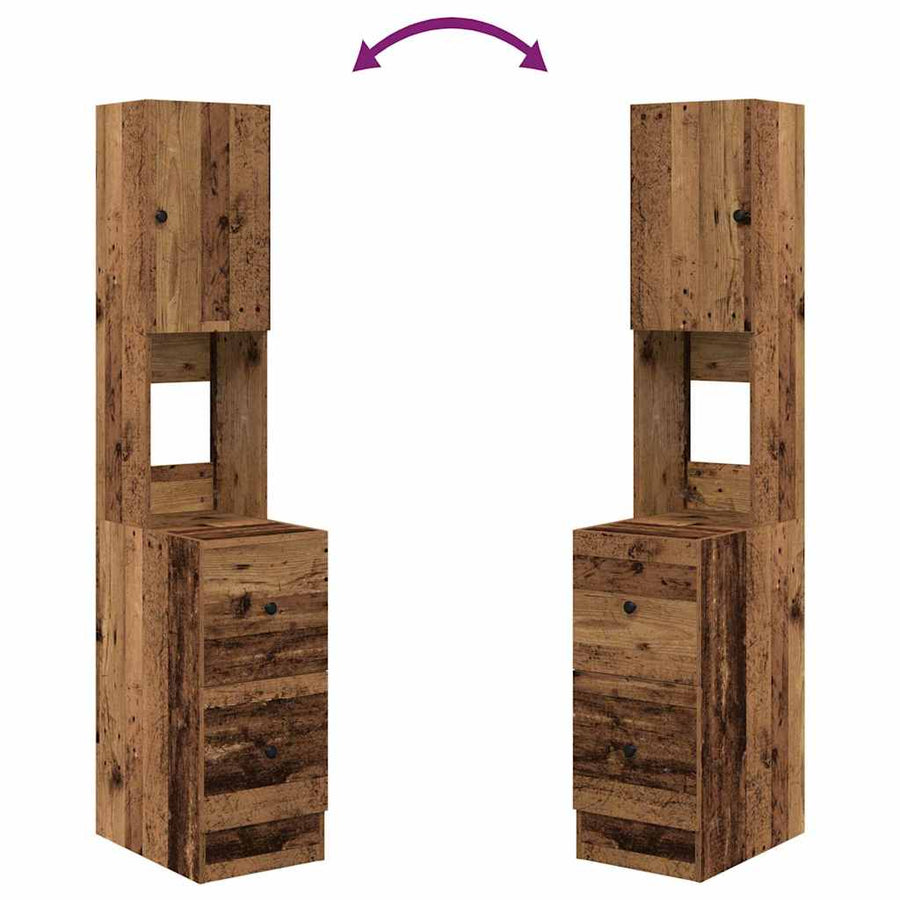 Keukenkast met lade met plank met opslag met de deur Oud hout Bewerkt hout