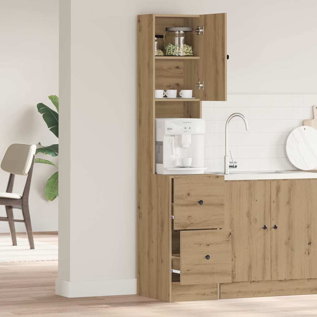 Keukenkast met lade met plank met opslag met de deur artisanaal eikenkleurig Bewerkt hout