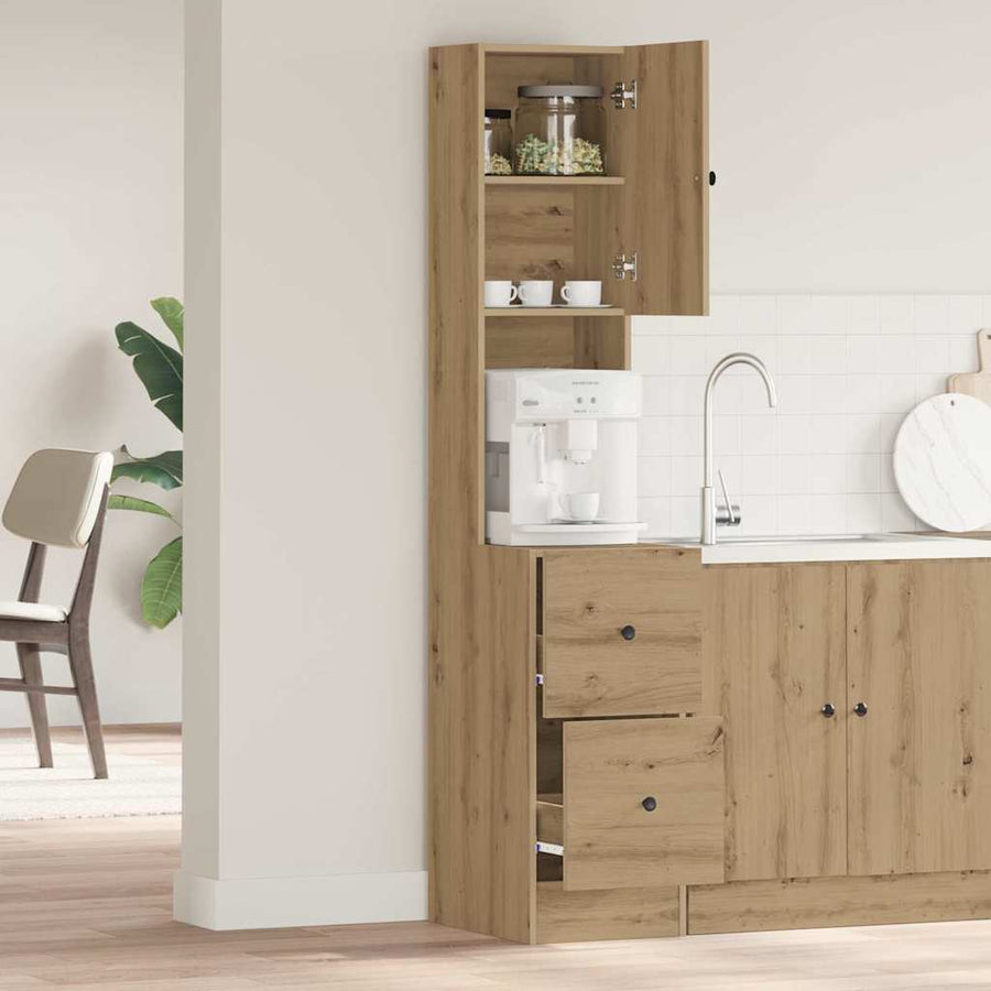 Keukenkast met lade met plank met opslag met de deur artisanaal eikenkleurig Bewerkt hout