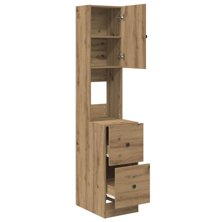 Keukenkast met lade met plank met opslag met de deur artisanaal eikenkleurig Bewerkt hout