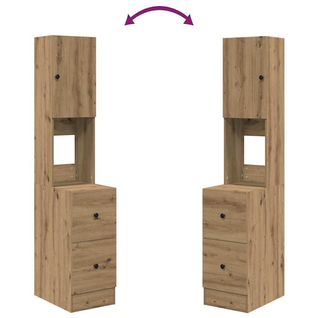 Keukenkast met lade met plank met opslag met de deur artisanaal eikenkleurig Bewerkt hout