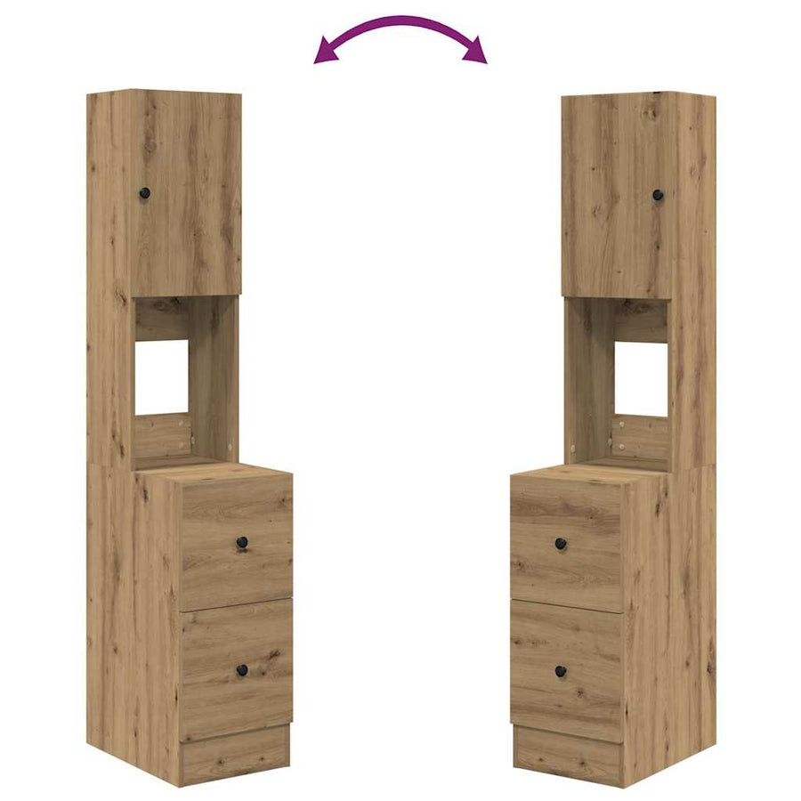 Keukenkast met lade met plank met opslag met de deur artisanaal eikenkleurig Bewerkt hout