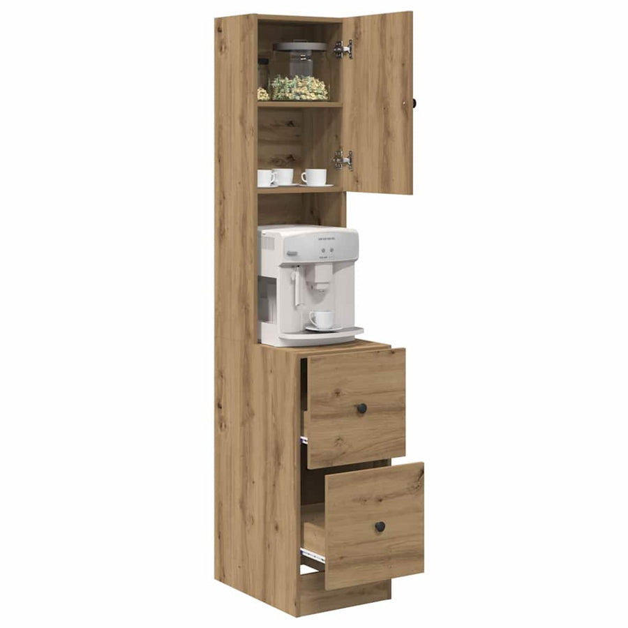 Keukenkast met lade met plank met opslag met de deur artisanaal eikenkleurig Bewerkt hout