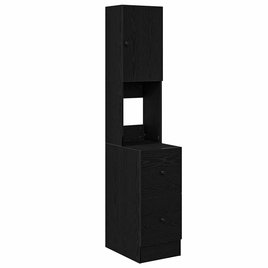 Keukenkast met lade met plank met opslag met de deur Zwart eiken Bewerkt hout