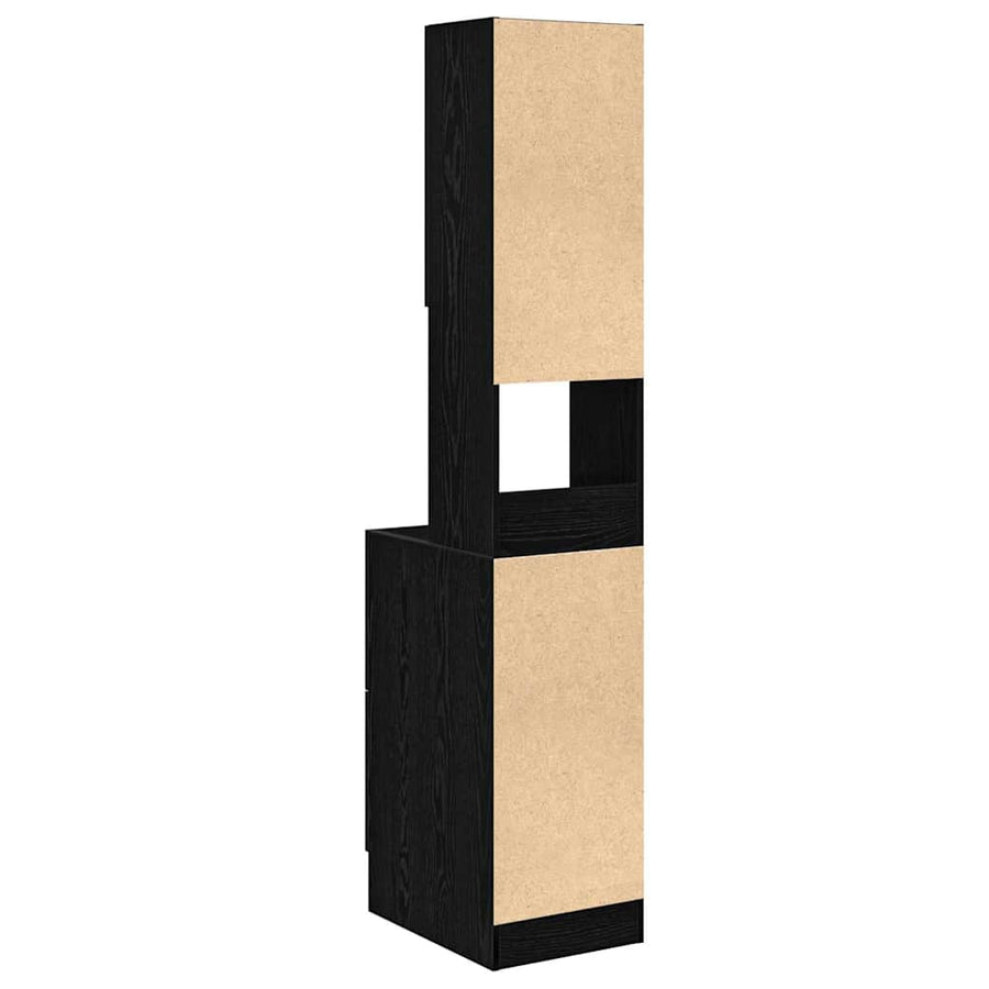 Keukenkast met lade met plank met opslag met de deur Zwart eiken Bewerkt hout