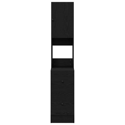Keukenkast met lade met plank met opslag met de deur Zwart eiken Bewerkt hout
