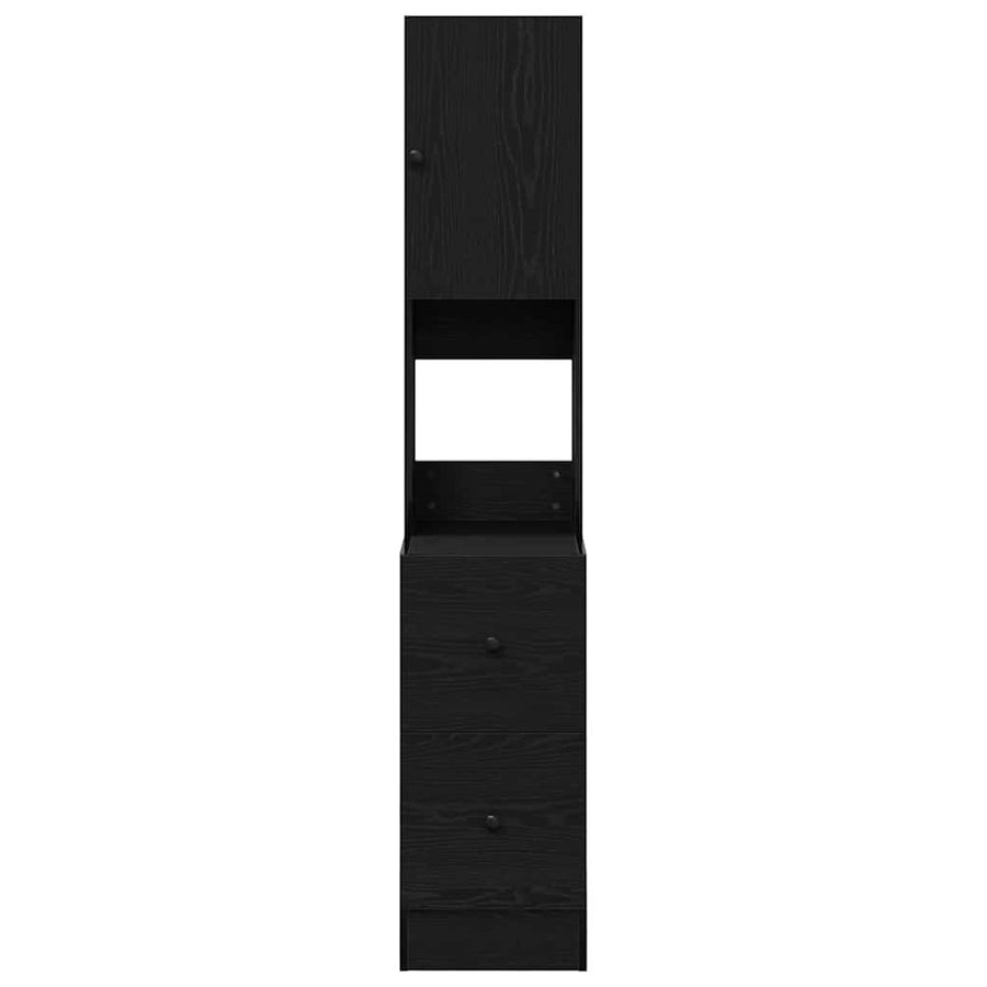 Keukenkast met lade met plank met opslag met de deur Zwart eiken Bewerkt hout
