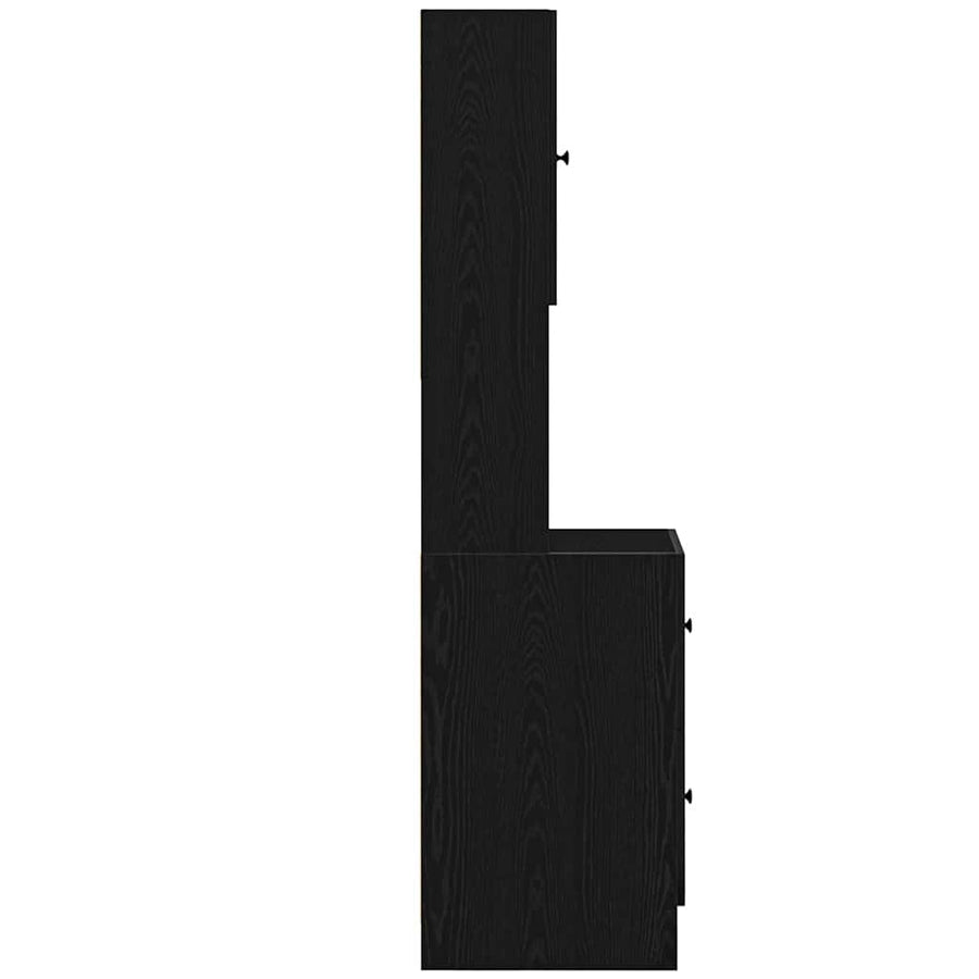 Keukenkast met lade met plank met opslag met de deur Zwart eiken Bewerkt hout