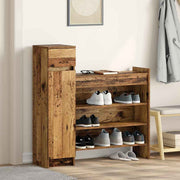 Schoenenkast 100,5x28x100 cm oud hout bewerkt hout