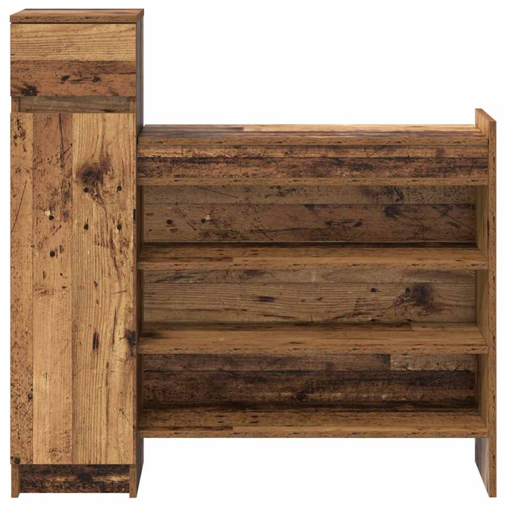 Schoenenkast met lade Oudhout 100,5 x 28 x 100 cm Bewerkt hout
