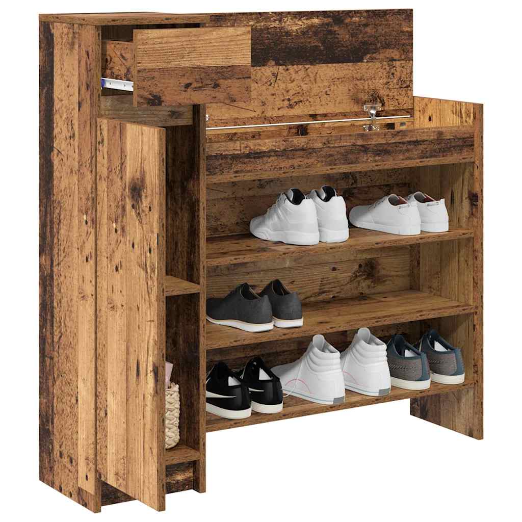 Schoenenkast met lade Oudhout 100,5 x 28 x 100 cm Bewerkt hout
