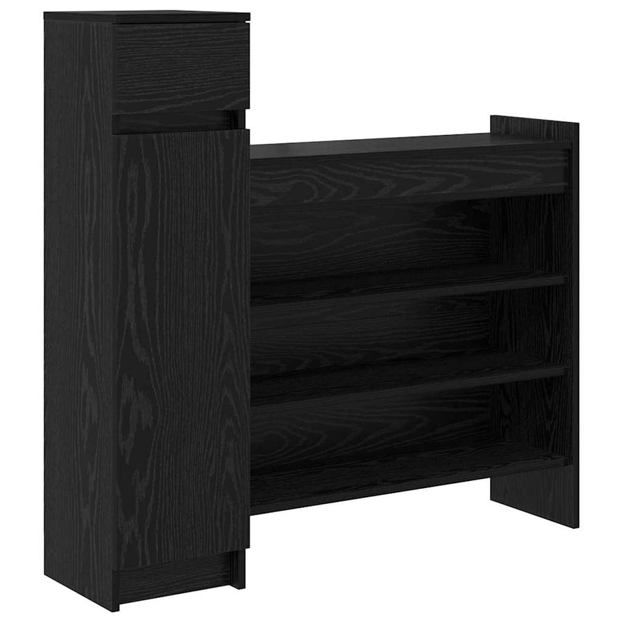 Schoenenkast Zwart Eiken 100,5 x 28 x 100 cm Bewerkt hout