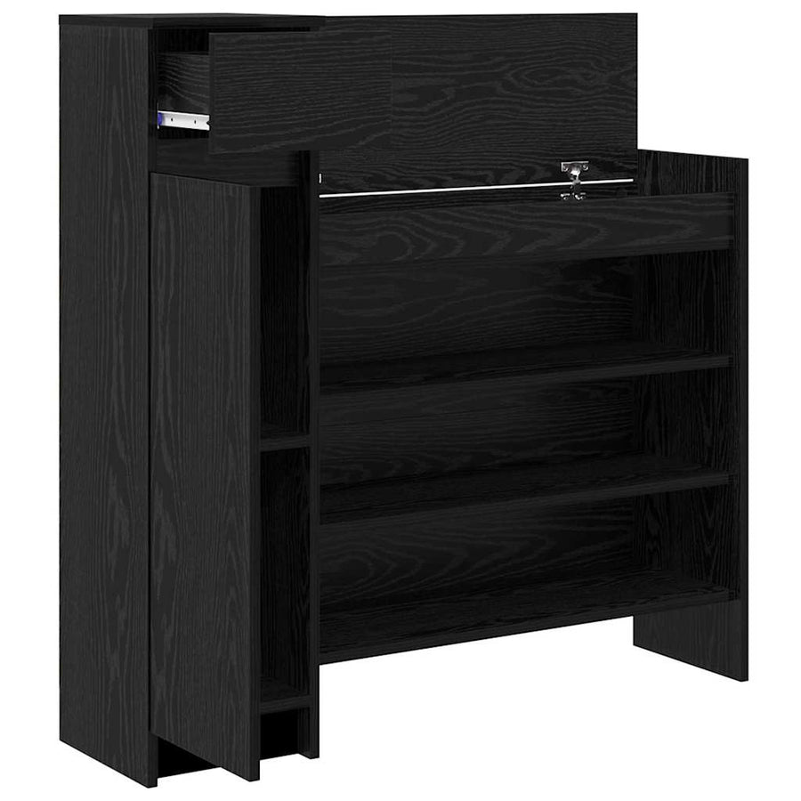 Schoenenkast Zwart Eiken 100,5 x 28 x 100 cm Bewerkt hout