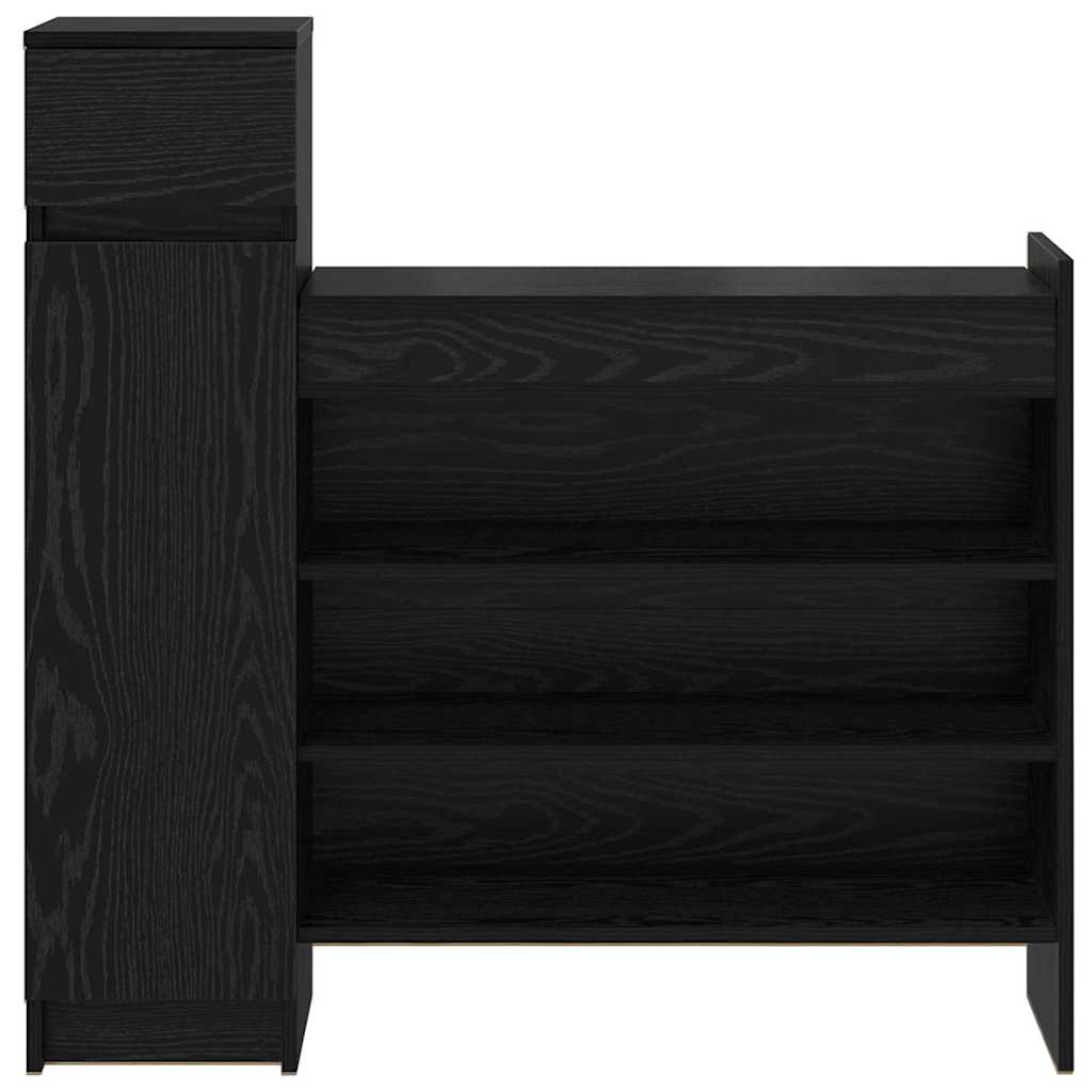 Schoenenkast Zwart Eiken 100,5 x 28 x 100 cm Bewerkt hout