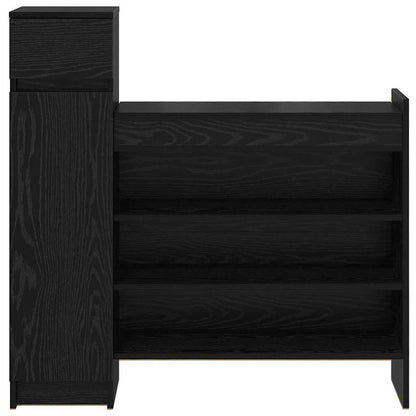 Schoenenkast Zwart Eiken 100,5 x 28 x 100 cm Bewerkt hout