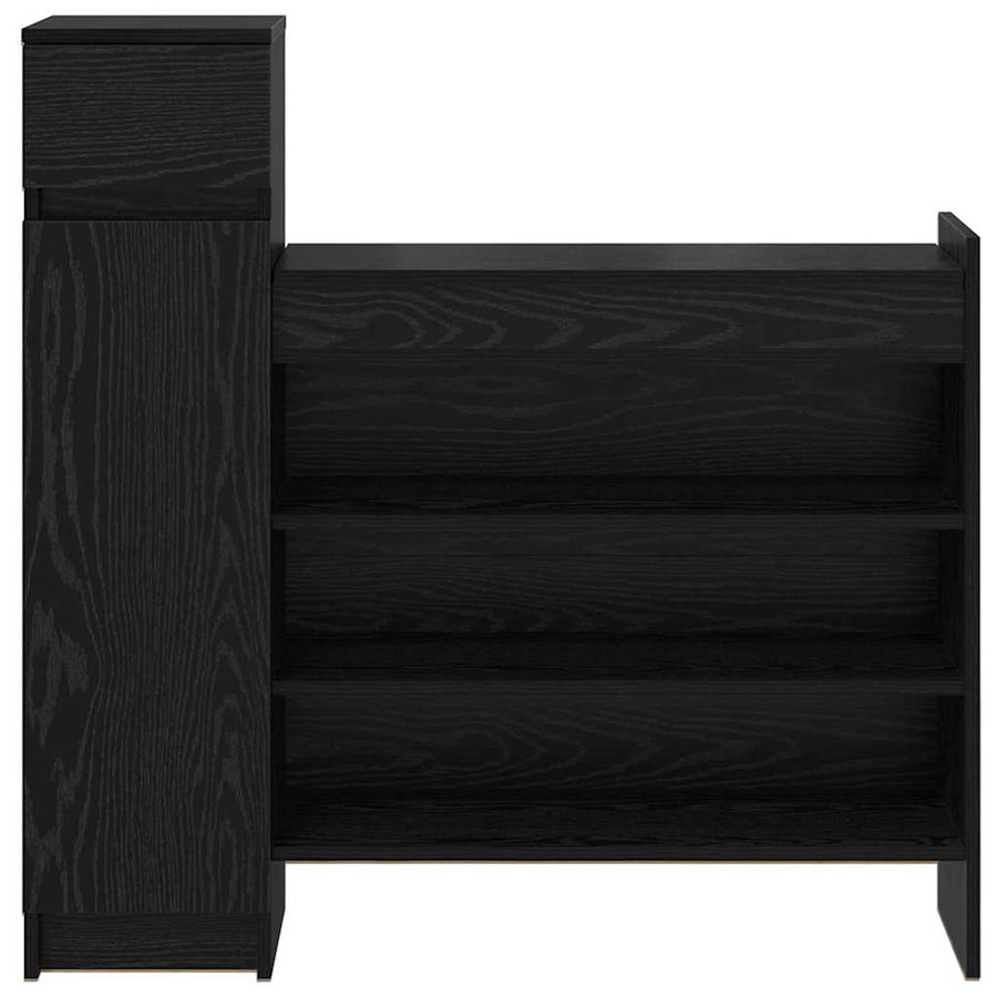 Schoenenkast Zwart Eiken 100,5 x 28 x 100 cm Bewerkt hout
