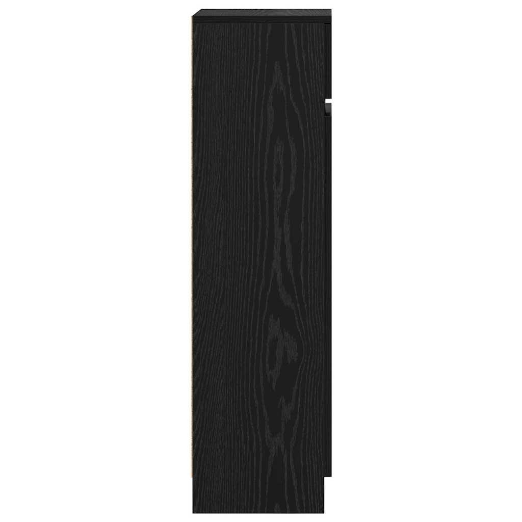 Schoenenkast Zwart Eiken 100,5 x 28 x 100 cm Bewerkt hout