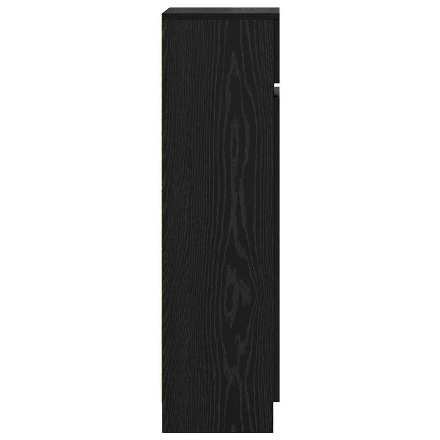 Schoenenkast Zwart Eiken 100,5 x 28 x 100 cm Bewerkt hout