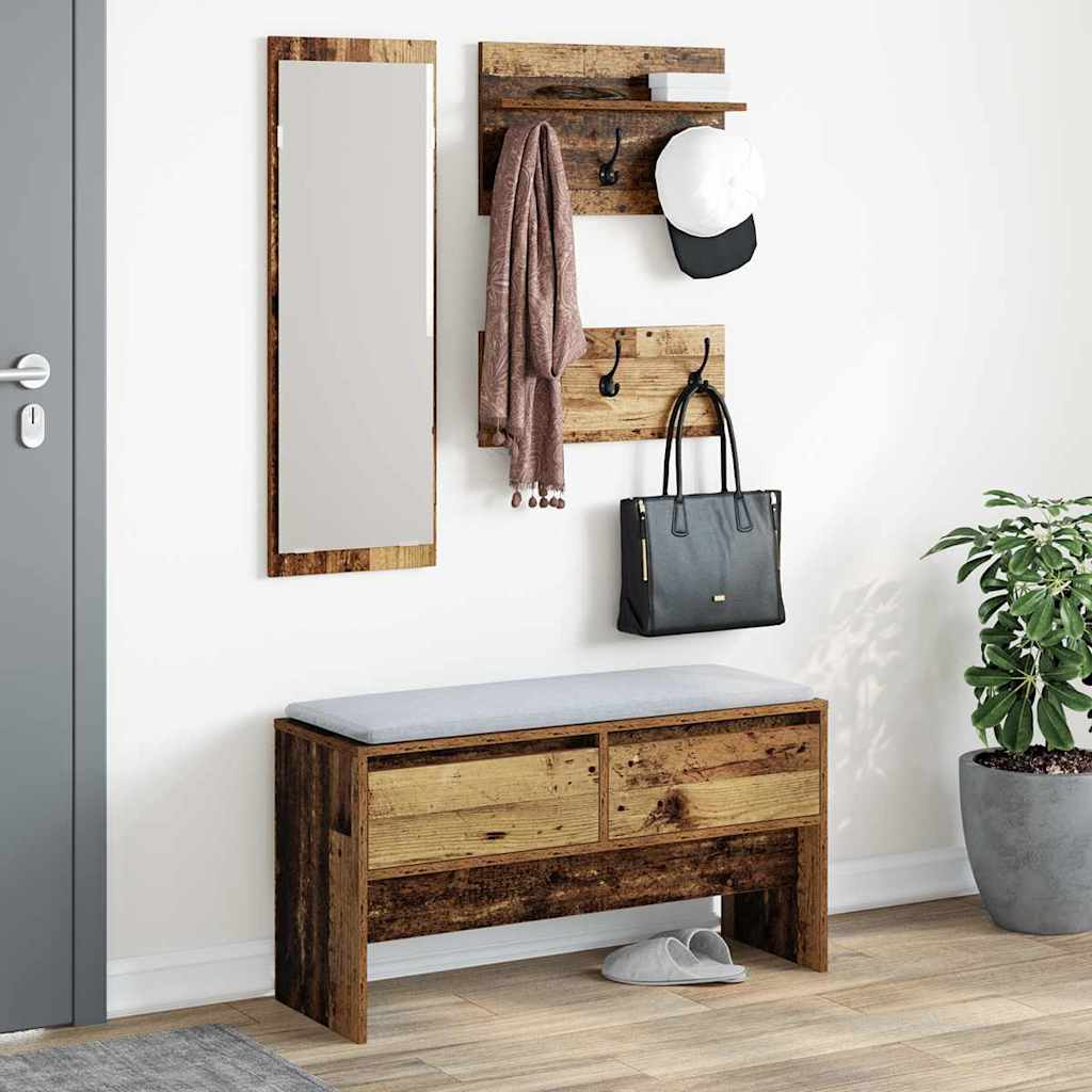Halmeubelset met lade met opslag Oud hout 90 x 31 x 46,5 cm Bewerkt hout