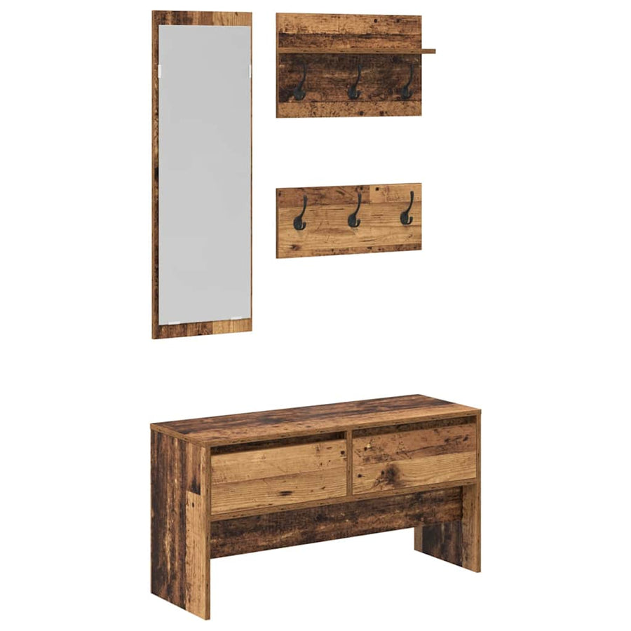 Halmeubelset met lade met opslag Oud hout 90 x 31 x 46,5 cm Bewerkt hout