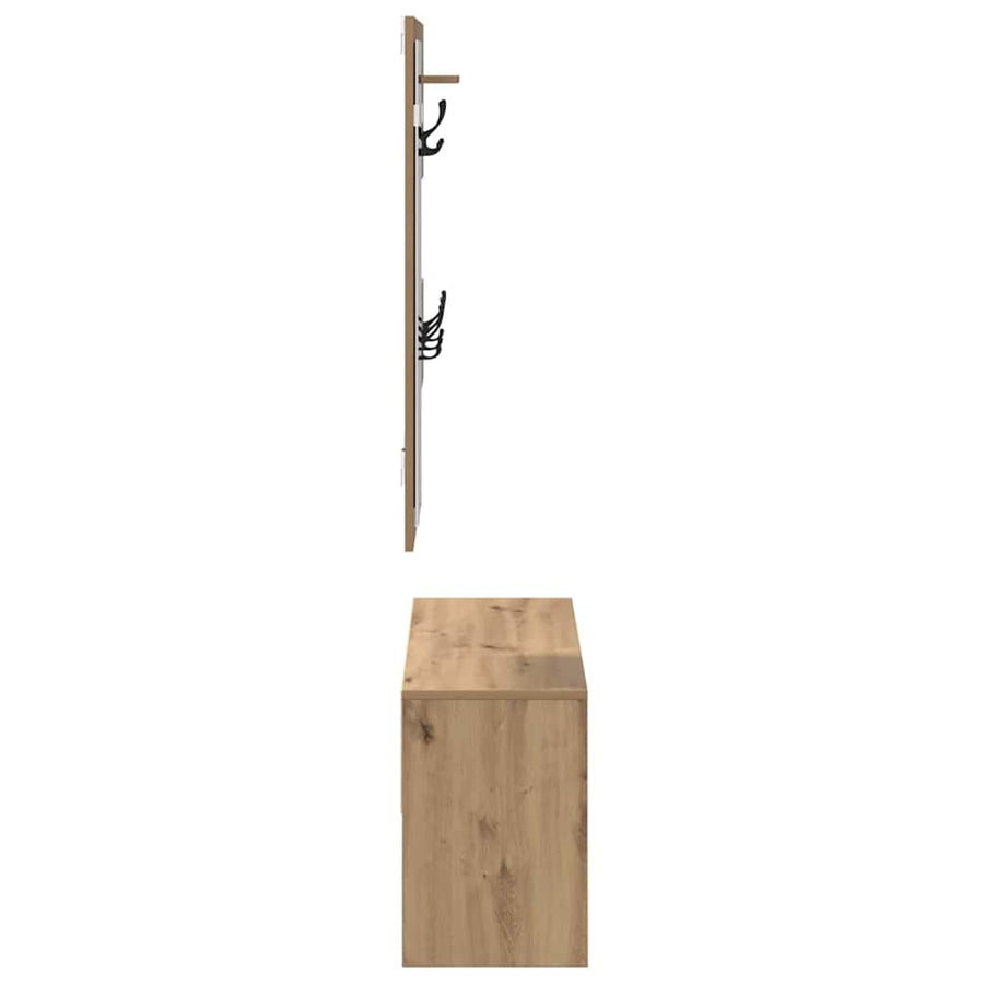 Halmeubelset met lade 4 pcs Ambachtelijk eiken Bewerkt hout