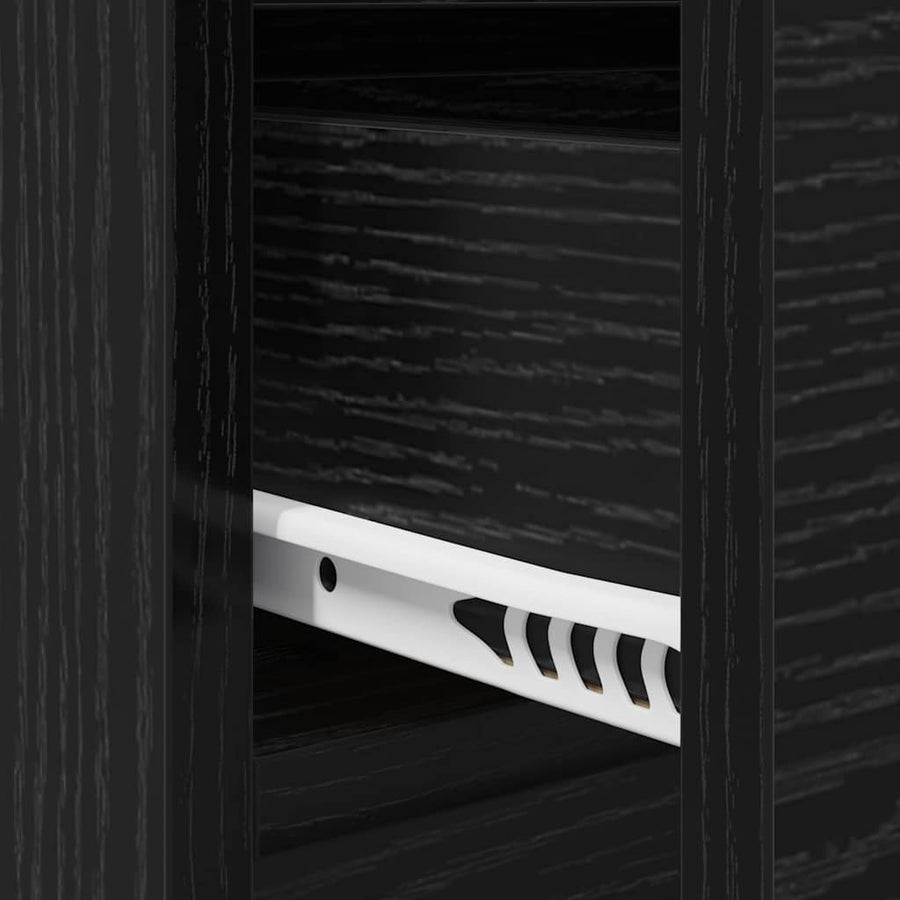 Halmeubelset met lade met plank 4 pcs Zwart Eiken Bewerkt hout